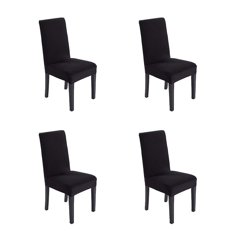 SheYang Spandex Fabric Stretch Removable Washable Dining Room Chair Cover Protector Seat Slipcovers(Black,4) - Image 1